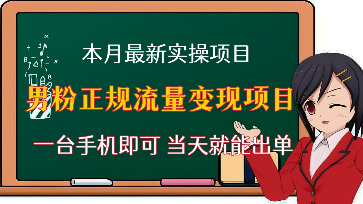 [第二十八讲]11月最新实操项目:男粉正规流量变现项目，一台手机即可 当天就能出单，视频教程全程实操演示（2022年最新网赚项目）
