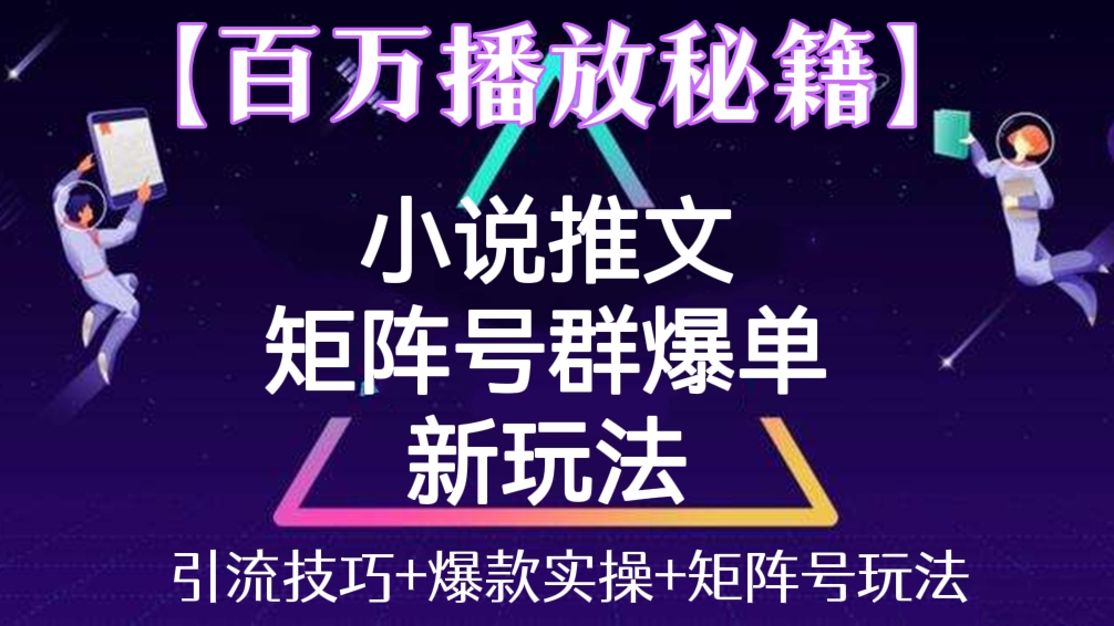 [第116讲]【百万播放秘籍】小说推文矩阵号群爆单新玩法，引流技巧+爆款实操+矩阵号玩法，轻松100倍效益