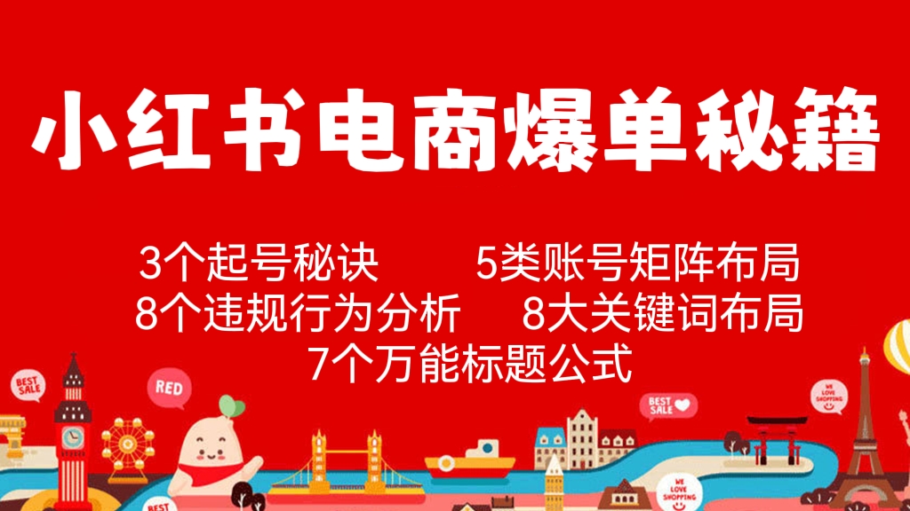 [第200讲]小红书电商爆单秘籍🍓(3个起号秘诀+5类账号矩阵布局+8个违规行为分析+8大关键词布局+7个万能标题公式)