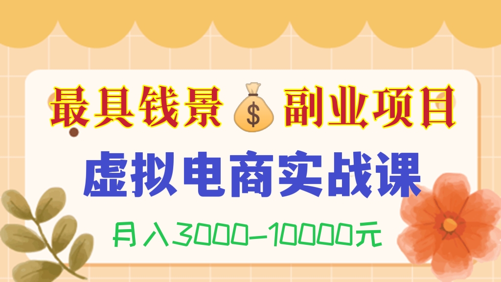 [第348讲]最具钱景💰副业项目 — 虚拟电商实战课，月入3000-10000