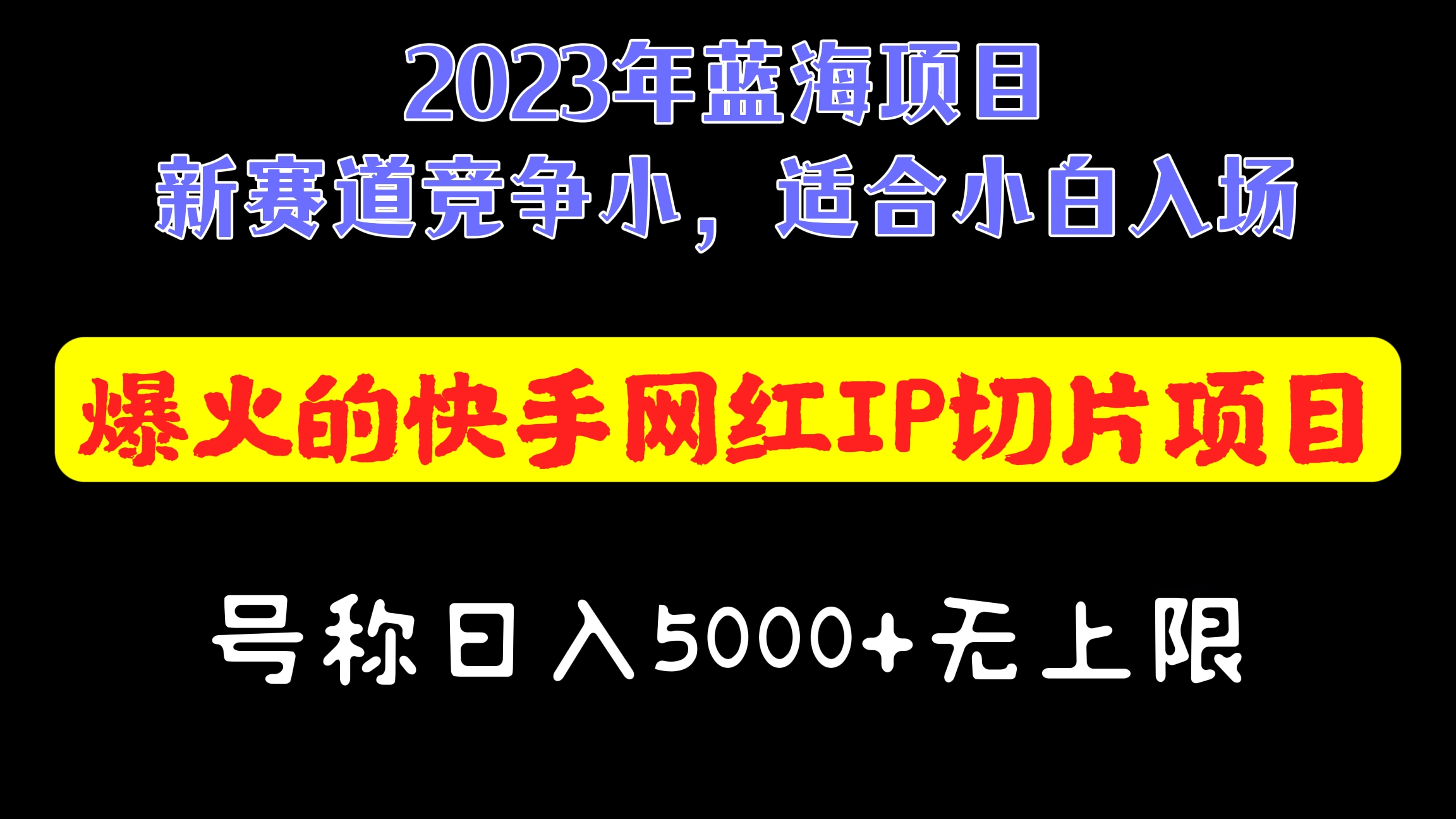 [第543讲]🌊【2023年蓝海项目，新赛道竞争小，适合小白入场】🔥🔥🔥爆火的快手网红IP切片项目，号称日入5000+无上限