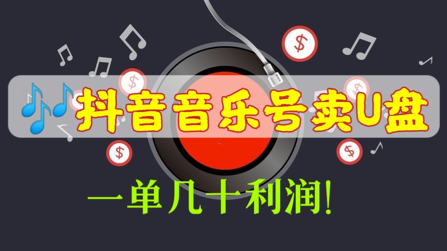 [第571讲]🎶抖音音乐号卖U盘项目，一单几十利润