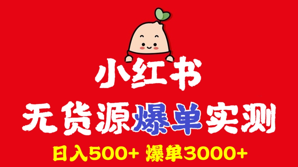 [第625讲]【⭕基础，每天操作一小时❗】小红书无货源爆单实测，日入500+爆单3000+