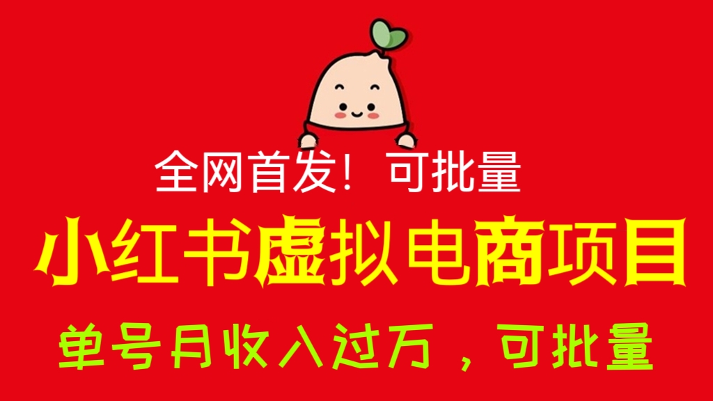 [第696讲]🤡全网首发！💋小红书虚拟电商项目，单号月收入过万，可批量