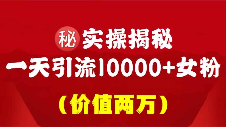 [第718讲]㊙️实操揭秘一天引流10000+女粉(价值2万)