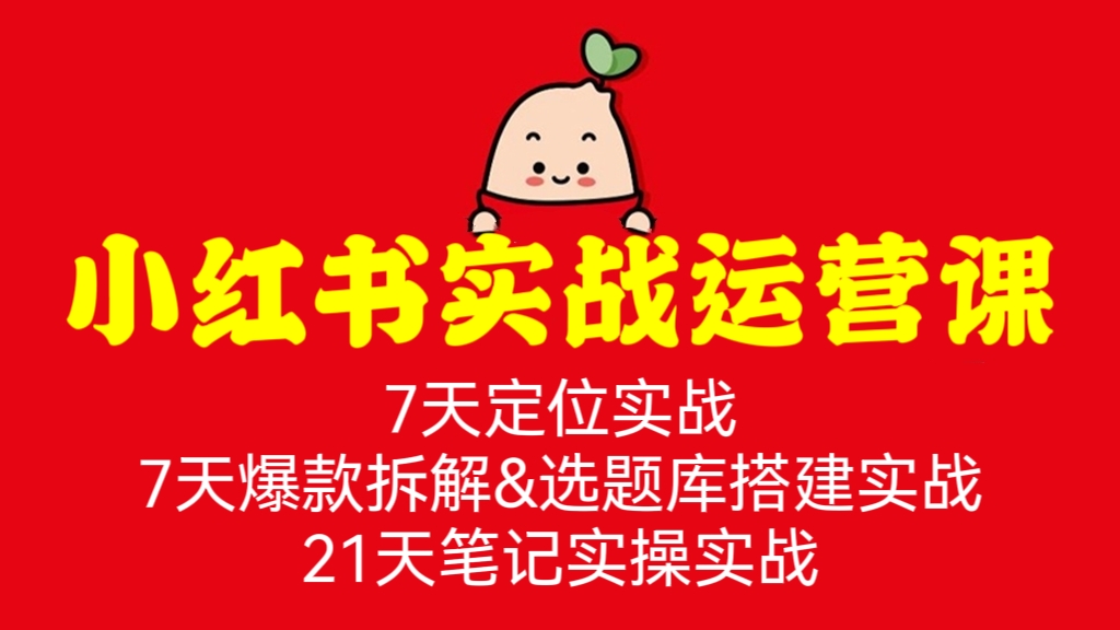 [第750讲]💋人人可轻松复制的小红书运营经验！❤️小红书实战运营课程：7天定位实战+7天爆款拆解&选题库搭建实战+21天笔记实操实战