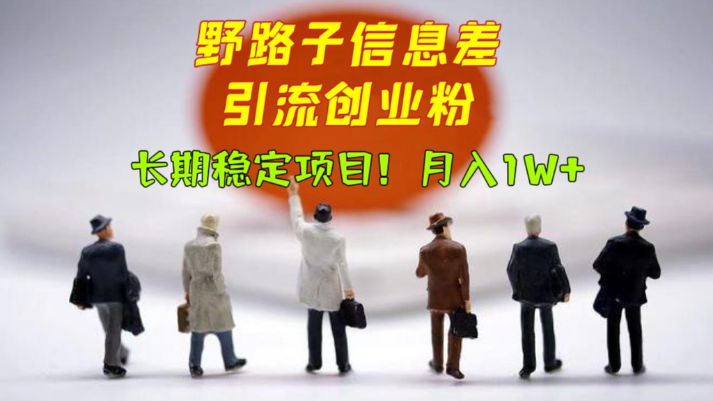 [第817讲]🌈长期稳定项目！💥野路子信息差引流创业粉，月入1W+