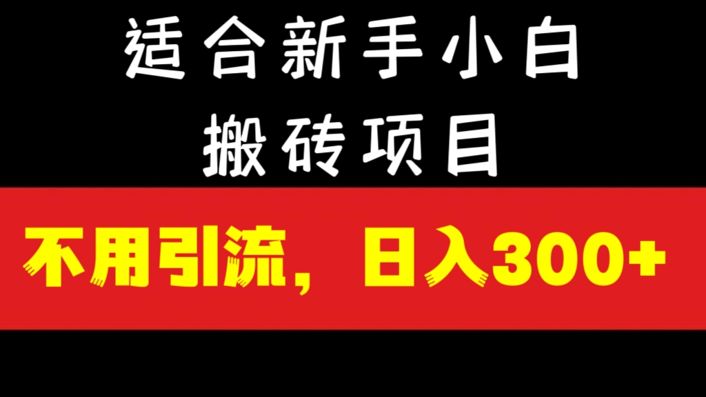 [第956讲]🧲不用引流，日入300+！🧱适合新手小白的搬砖项目