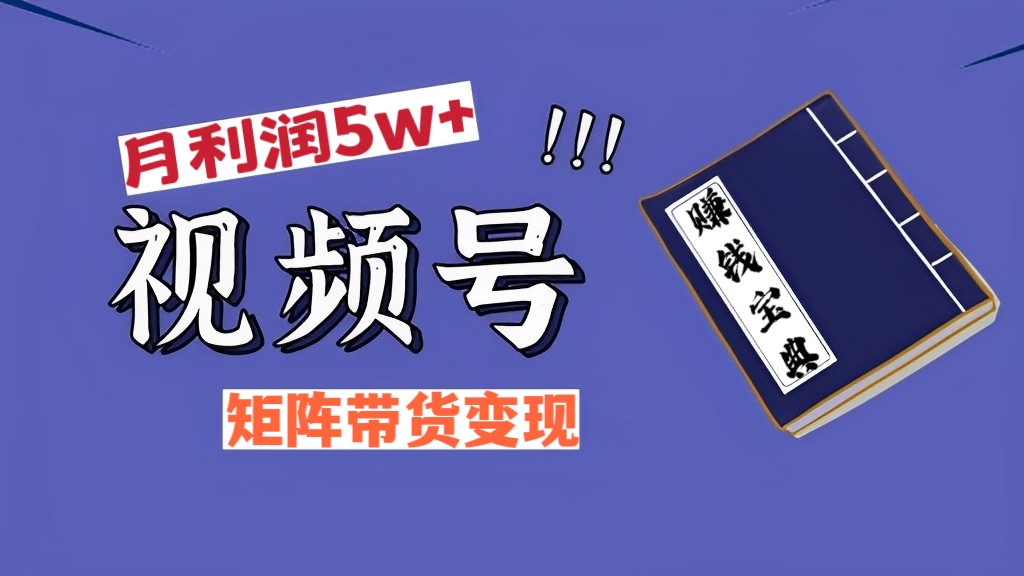[第956讲]♻️月利润5w+！💥视频号矩阵带货变现玩法