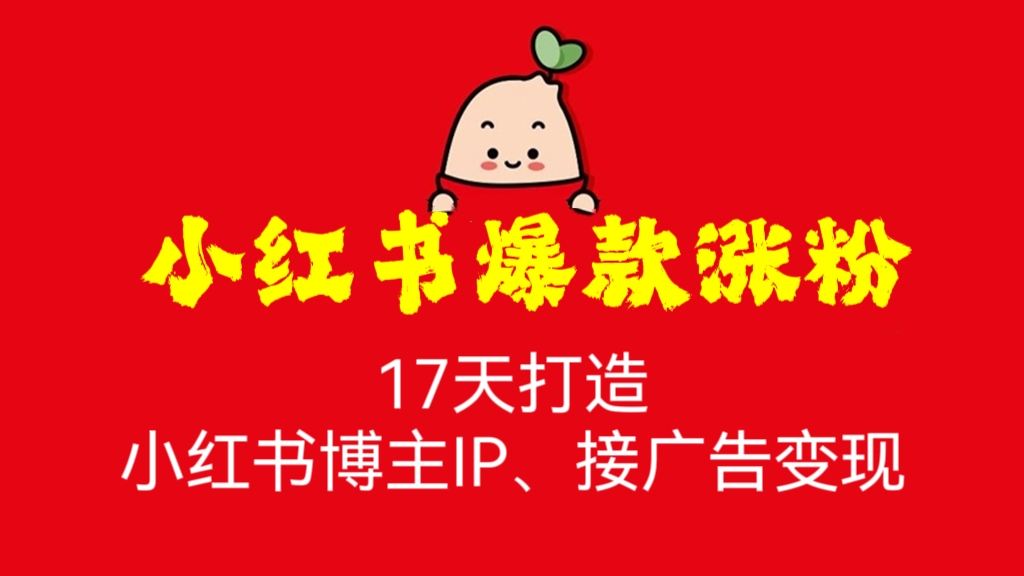 [第1157讲]㊙️小红书爆款涨粉！❤️教你17天打造小红书博主IP、接广告变现