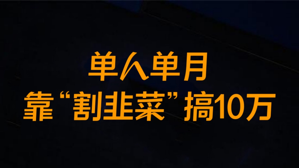 [第2046讲]【钱不难赚】单人单月，靠“割韭菜”搞10万