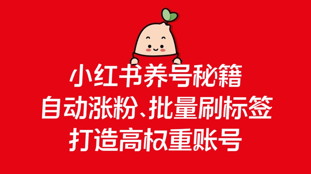 [第2092讲]小红书养号秘籍:自动涨粉、批量刷标签，打造高权重账号
