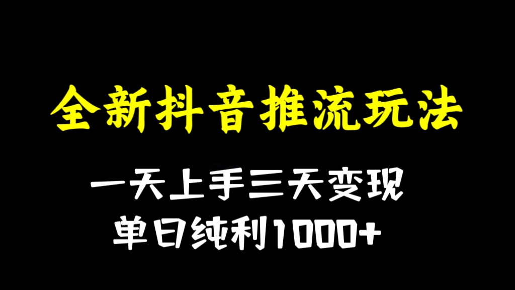 [第2131讲]一天上手三天变现，单日纯利1000+！全新抖音推流玩法