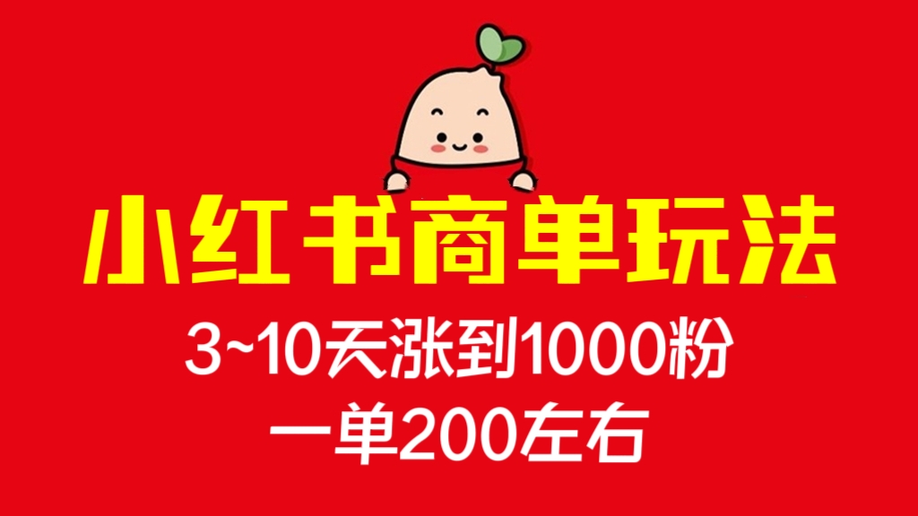 [第2244讲]小红书商单玩法，3~10天涨到1000粉，一单200左右