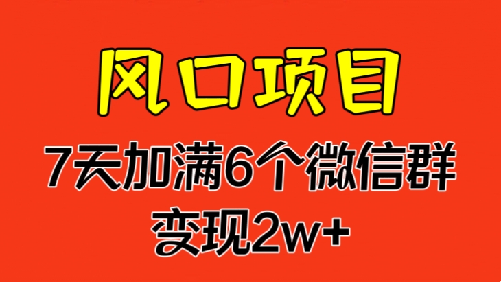 [第2339讲]【全网首发】风口项目，7天加满6个微信群，变现2w