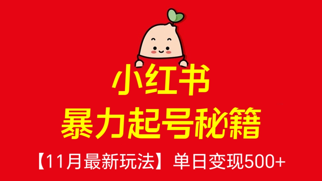 [第2356讲]【11月最新玩法】小红书暴力起号秘籍，单日变现500+