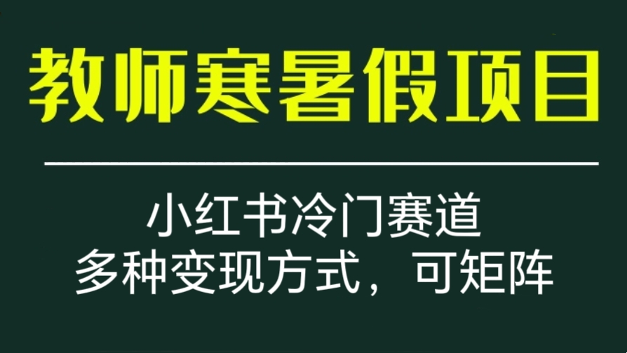 [第2449讲]小红书冷门赛道，教师寒暑假项目，多种连环套的变现方式，可矩阵操作