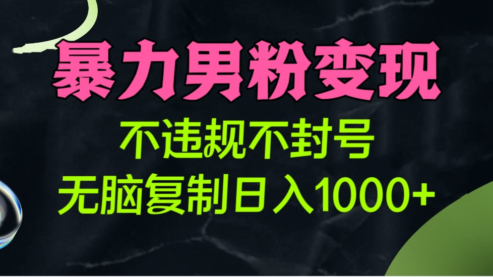 [第2458讲]暴力男粉变现项目，不违规不封号，无脑复制单人操作日入1000+
