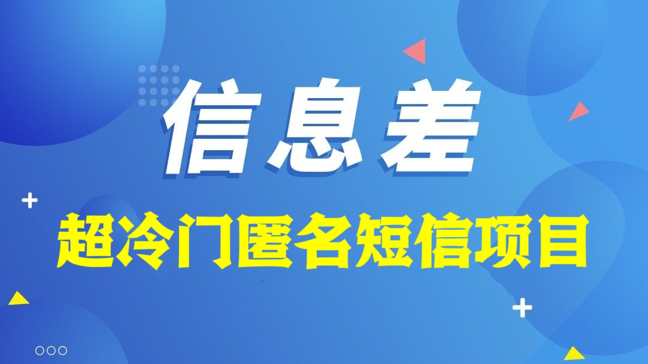 [第2480讲]【全网首发】超冷门匿名短信项目，信息差日入几百+