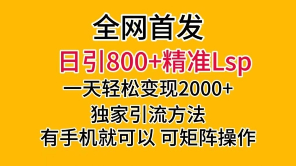 [第2517讲]全网首发！独家引流方法，日引800+精准男粉，一天变现2000+，可矩阵操作