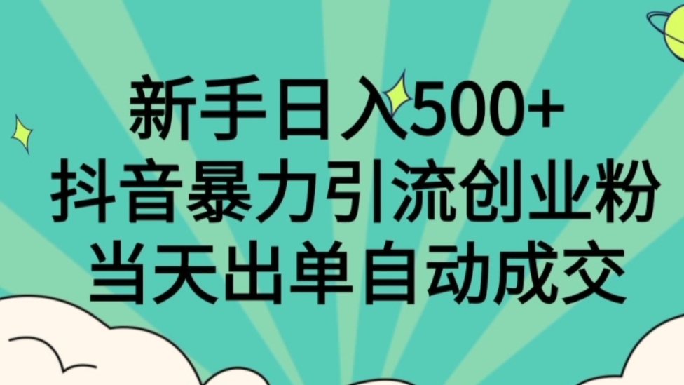 [第2569讲]亲测有效！抖音暴力引流创业粉，当天出单自动成交