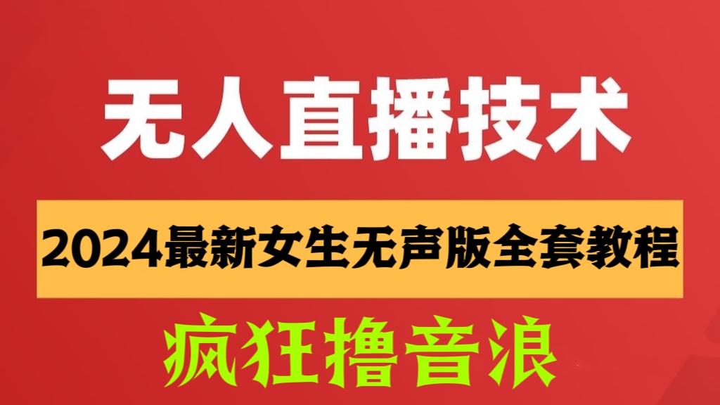 [第2595讲]2024最新女生无声版无人直播全套教程，疯狂撸音浪