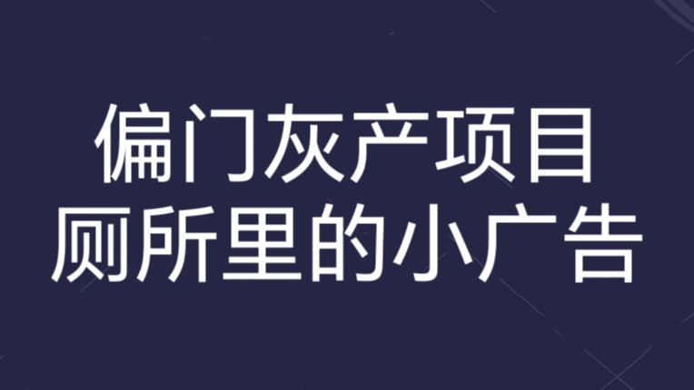 [第2719讲]偏门灰产项目，厕所里的小广告