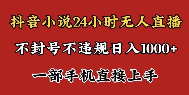 [第2734讲]【保姆式教学】抖音小说24小时无人直播，日入1000+，不封号不违规