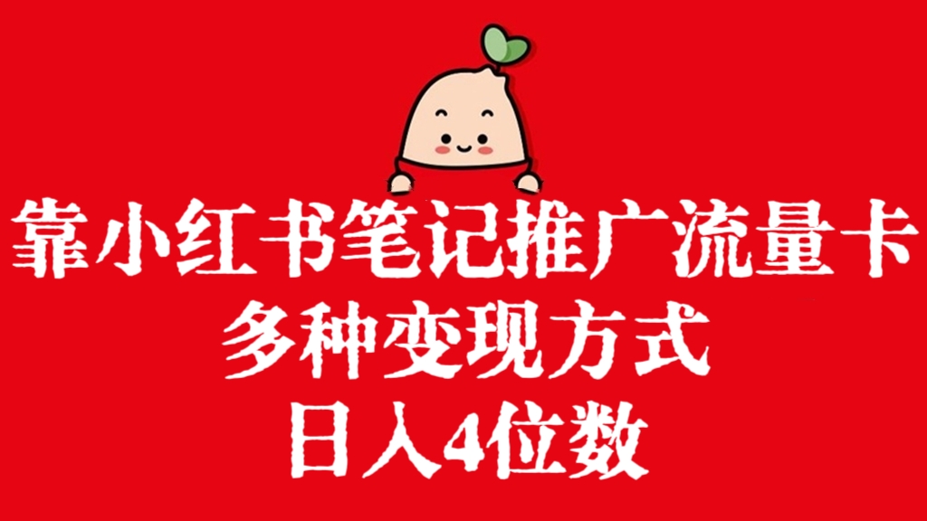 [第2750讲]靠小红书笔记推广流量卡，多种变现方式，日入4位数