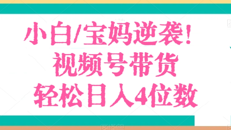 [第2769讲]小白/宝妈逆袭！视频号带货轻松日入4位数