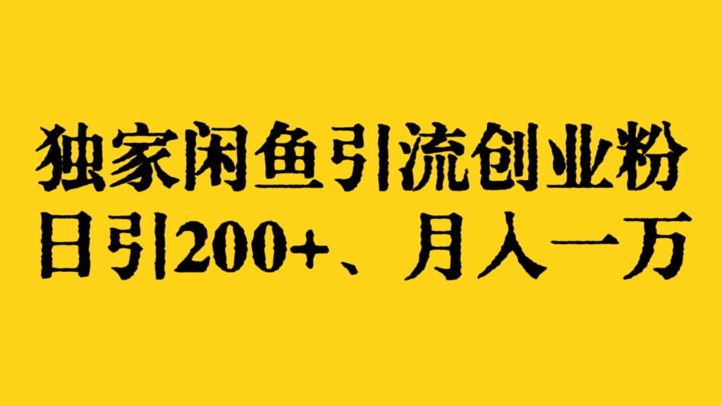 [第2828讲]花费3980学的独家闲鱼引流创业粉，日引200+，月入一万