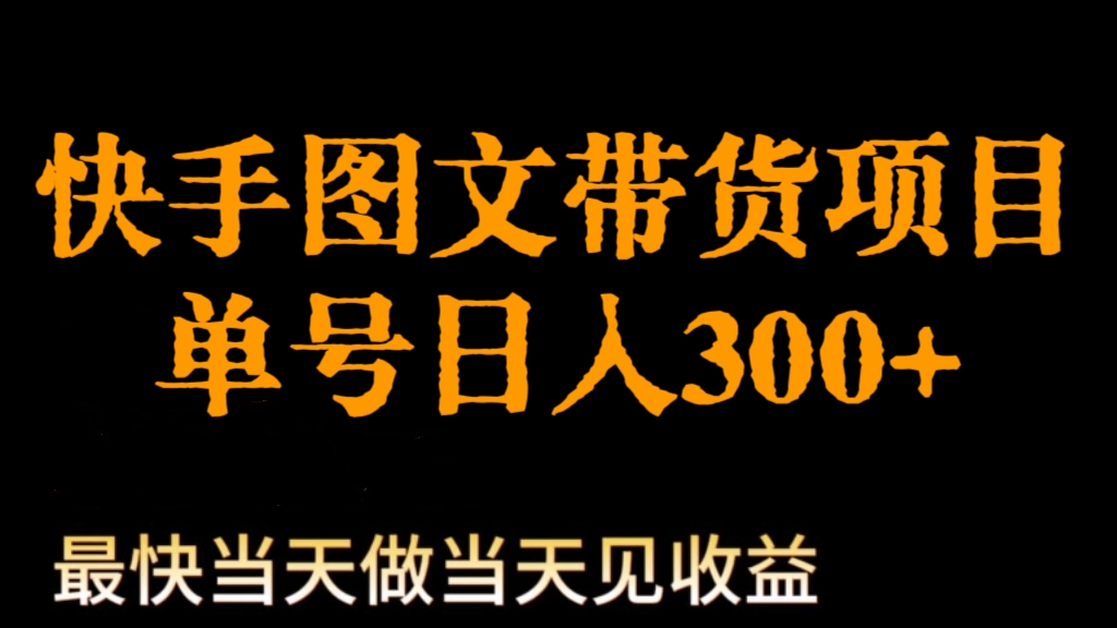 [第2920讲]零粉可做！最新快手图文带货项目，单号日入300+