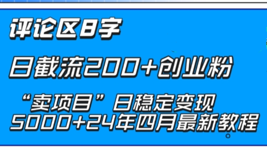 [第2929讲]抖音评论区8字日截流200+创业粉 ，“卖项目”日稳定变现5000+