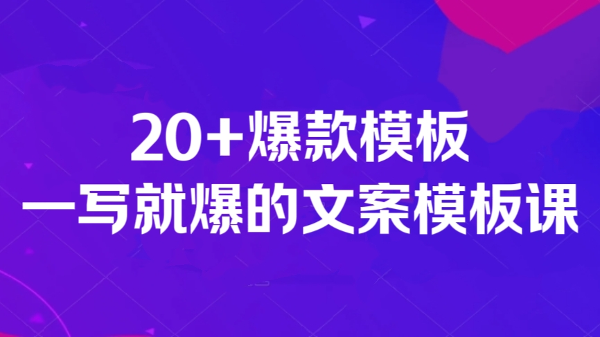 [第2993讲]20+爆款模板！一写就爆的文案模板课