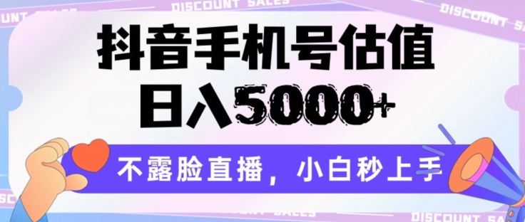[第3000讲]抖音不露脸直播手机号估值，日入5000+