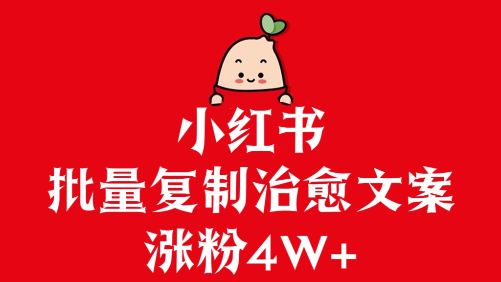 [第3066讲]小红书批量复制治愈文案，涨粉 4W+