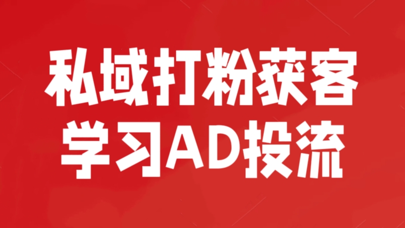 [第3080讲]私域打粉获客，学习AD投流