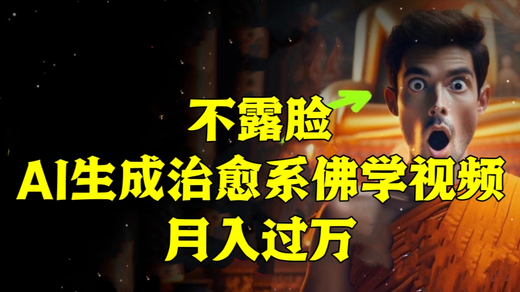 [第3083讲]不露脸，AI生成治愈系佛学视频，月入过万