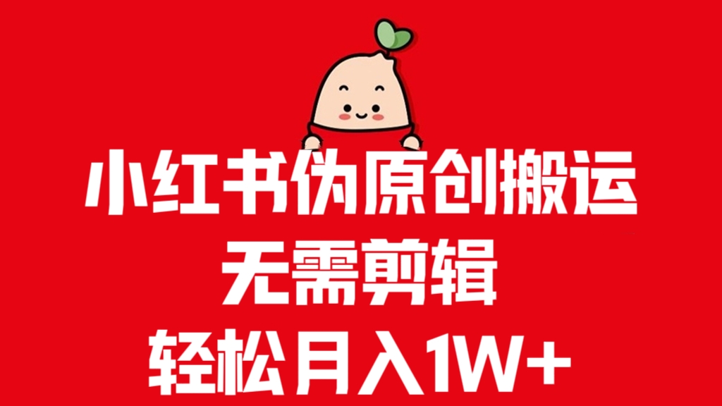 [第3209讲]小红书伪原创搬运，无需剪辑，轻松月入1W+