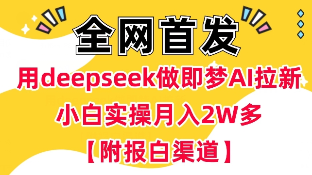[第3340讲]deepseek做即梦Ai拉新 小白实操月入过W+