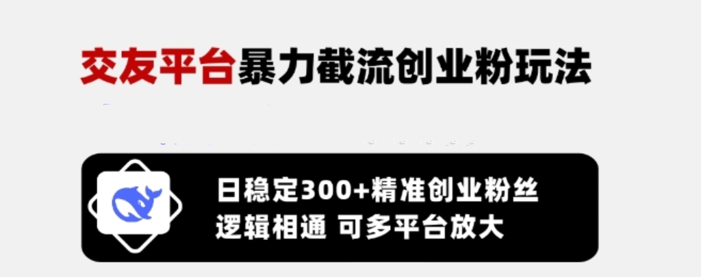 [第3342讲]交友平台暴力截流玩法，日稳定300+精准创业粉