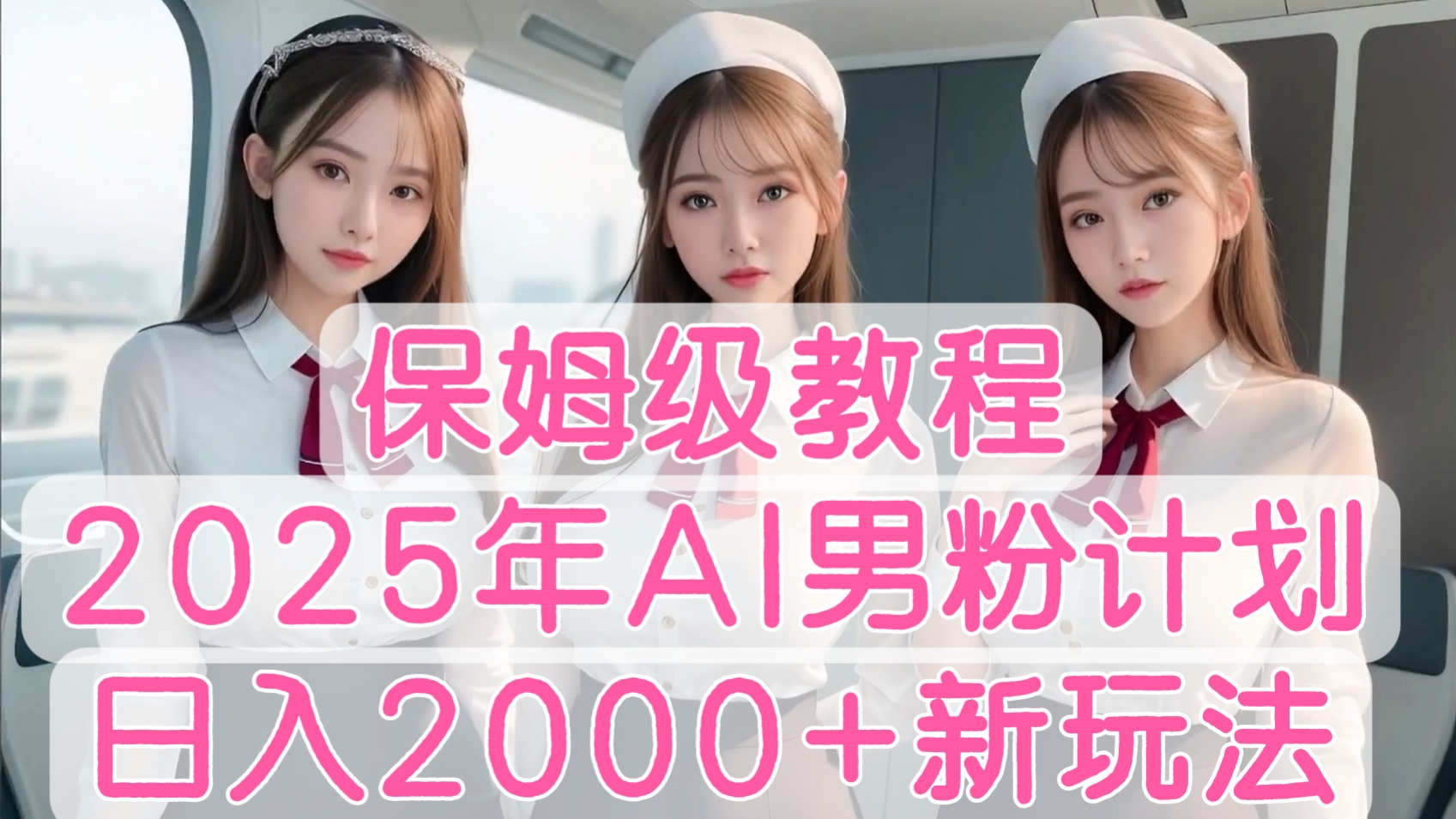[第3356讲]保姆级教程！2025年AI男粉计划，日入2000+新玩法