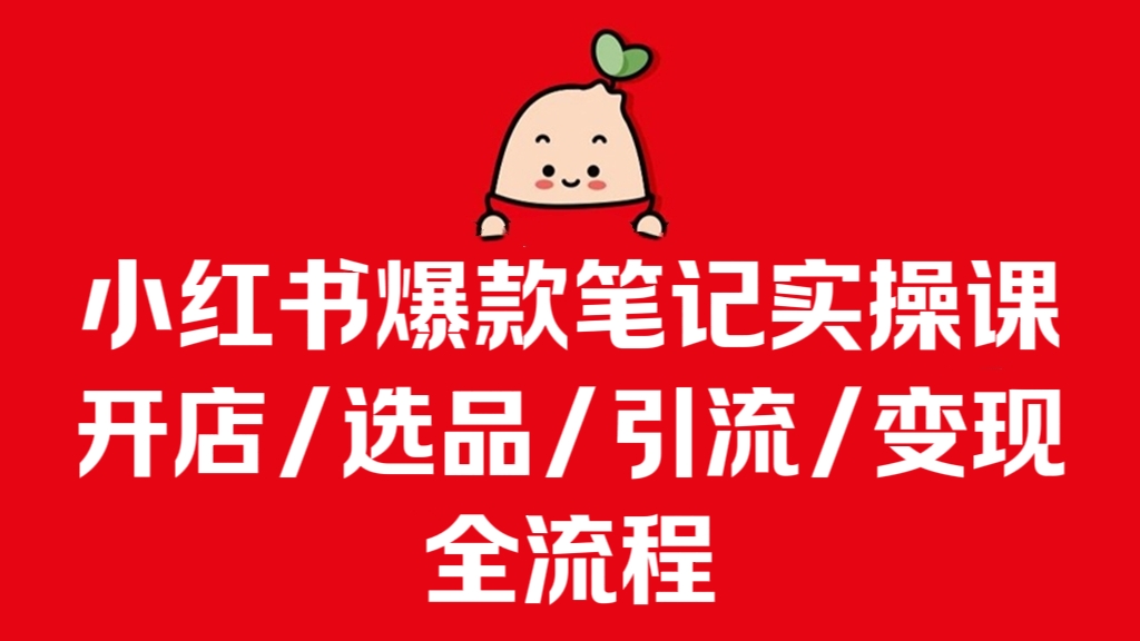 [第3386讲]小红书爆款笔记实操课，​开店/选品/引流/变现全流程