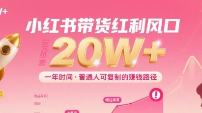 【第3473讲】大红利项目-小红书带货，年入20w+