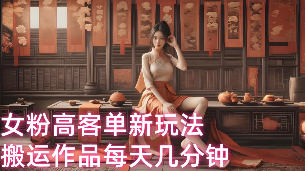 【第3478讲】女粉高客单新玩法，搬运作品每天几分钟，日入7张