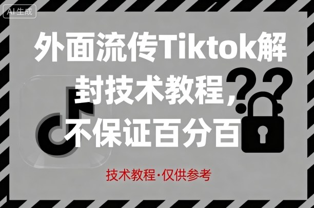 【第3497讲】外面流传的Tiktok解封技术教程，不保证百分百，具体自测
