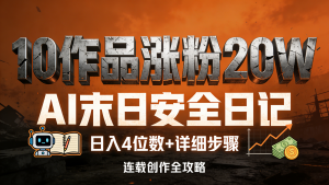 【第3552讲】十个作品涨粉近20W！AI制作末日安全连载日记，日入4位数（附详细步骤）