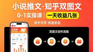 【第3559讲】小说推文之知乎双图文从0—1实操课，一天收益几张